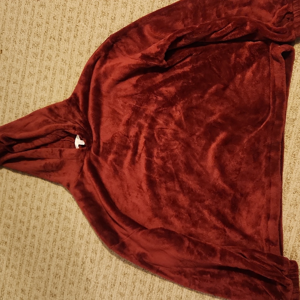 Red fuzzy hoodie